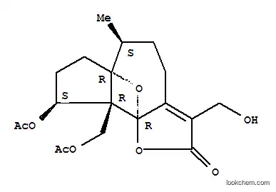 Molecular Structure of 102607-35-2 (6a,9b-Epoxyazuleno[4,5-b]furan-2(4H)-one,9-(acetyloxy)-9a-[(acetyloxy)methyl]-5,6,7,8,9,9a-hexahydro-3-(hydroxymethyl)-6-methyl-,(6S,6aR,9S,9aR,9bR)- (9CI))