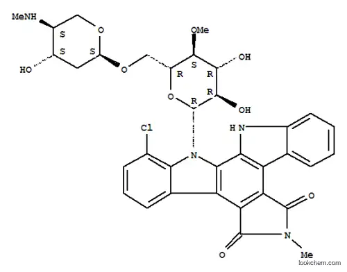 Molecular Structure of 102644-20-2 (1-Chloro-13-[6-O-[2,4-dideoxy-4-(methylamino)-alpha-L-threo-pentofuranosyl]-4-O-methyl-beta-D-glucopyranosyl]-6-methyl-6,7,12,13-tetrahydro-5H-indolo[2,3-a]pyrrolo[3,4-c]carbazole-5,7-dione)