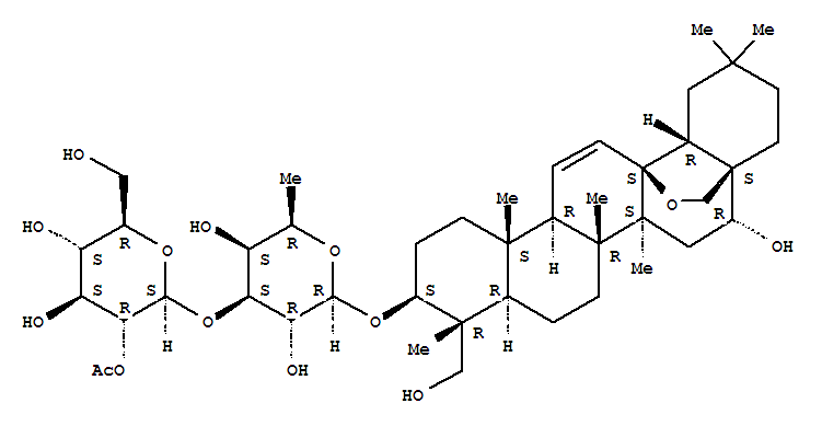 Molecular Structure of 102934-41-8 (b-D-Galactopyranoside, (3b,4a,16a)-13,28-epoxy-16,23-dihydroxyolean-11-en-3-yl 3-O-(2-O-acetyl-b-D-glucopyranosyl)-6-deoxy-)
