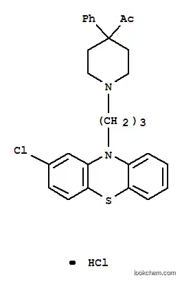 Molecular Structure of 10320-32-8 (1-{1-[3-(2-chloro-10H-phenothiazin-10-yl)propyl]-4-phenylpiperidin-4-yl}ethanone hydrochloride (1:1))