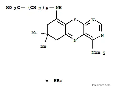 Molecular Structure of 103291-48-1 (Hexanoic acid,6-[[4-(dimethylamino)-7,8-dihydro-7,7-dimethyl-6H-pyrimido[4,5-b][1,4]benzothiazin-9-yl]amino]-,hydrobromide (1:1))