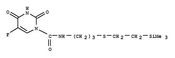 Molecular Structure of 103579-41-5 (1(2H)-Pyrimidinecarboxamide,5-fluoro-3,4-dihydro-2,4-dioxo-N-[3-[[2-(trimethylsilyl)ethyl]thio]propyl]-)