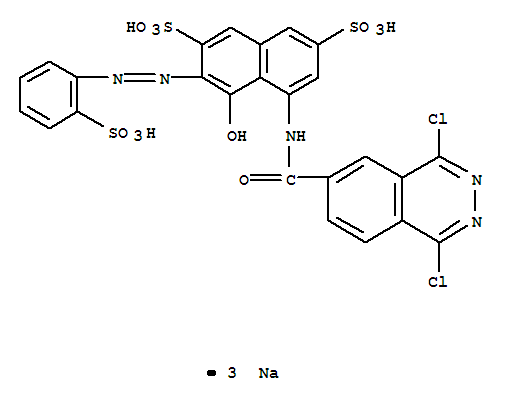Molecular Structure of 103760-80-1 (2,7-Naphthalenedisulfonicacid,5-[[(1,4-dichloro-6-phthalazinyl)carbonyl]amino]-4-hydroxy-3-[2-(2-sulfophenyl)diazenyl]-,sodium salt (1:3))
