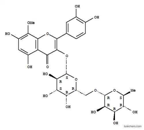 Molecular Structure of 103839-18-5 (2-(3,4-dihydroxyphenyl)-5,7-dihydroxy-8-methoxy-4-oxo-4H-chromen-3-yl 6-O-(6-deoxy-alpha-L-mannopyranosyl)-beta-D-galactopyranoside)