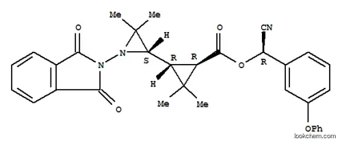 Molecular Structure of 104598-41-6 ((R)-cyano(3-phenoxyphenyl)methyl (1R,3S)-3-[(2S)-1-(1,3-dioxo-1,3-dihydro-2H-isoindol-2-yl)-3,3-dimethylaziridin-2-yl]-2,2-dimethylcyclopropanecarboxylate)