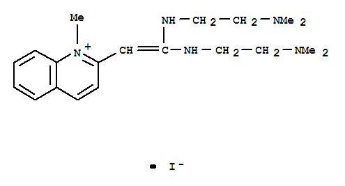 Molecular Structure of 104664-35-9 (Quinolinium,2-[2,2-bis[[2-(dimethylamino)ethyl]amino]ethenyl]-1-methyl-, iodide (1:1))