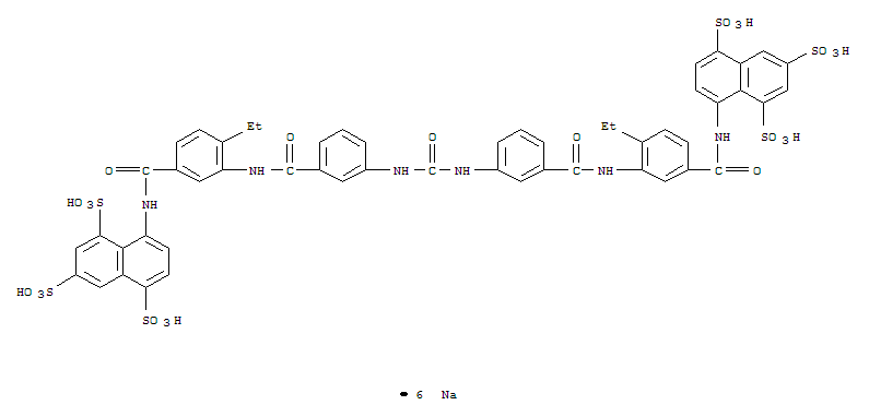 Molecular Structure of 104869-24-1 (1,3,5-Naphthalenetrisulfonicacid,8,8'-[carbonylbis[imino-3,1-phenylenecarbonylimino(4-ethyl-3,1-phenylene)carbonylimino]]bis-,sodium salt (1:6))
