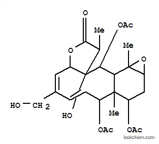 Molecular Structure of 104993-15-9 (Oxireno[5',6']benzo[1',2':4,5]cyclodeca[1,2-b]furan-10(2H)-one,3,4,12-tris(acetyloxy)-1a,3,3a,4,8a,11,11a,12,12a,12b-decahydro-11a-hydroxy-7-(hydroxymethyl)-3a,11,12b-trimethyl-,(1aR,3S,3aR,4S,5Z,7E,8aS,11R,11aS,12R,12aS,12bS)- (9CI))