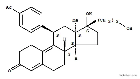 Molecular Structure of 105114-77-0 (Estra-4,9-dien-3-one,11-(4-acetylphenyl)-17-hydroxy-17-(3-hydroxypropyl)-, (11b,13a,17a)- (9CI))