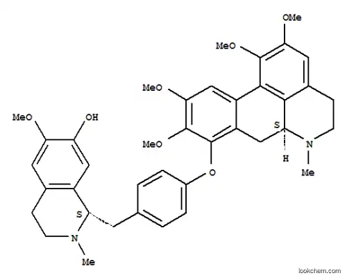 Molecular Structure of 105437-16-9 (7-Isoquinolinol,1,2,3,4-tetrahydro-6-methoxy-2-methyl-1-[[4-[[(6aS)-5,6,6a,7-tetrahydro-1,2,9,10-tetramethoxy-6-methyl-4H-dibenzo[de,g]quinolin-8-yl]oxy]phenyl]methyl]-,(1S)-)