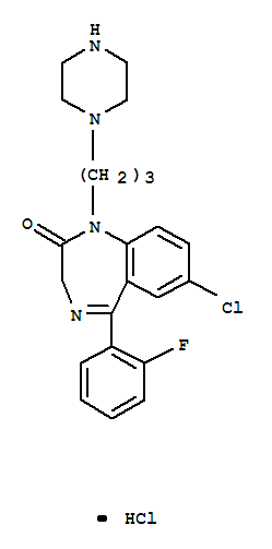 7-chloro-5-(2-fluorophenyl)-1-(3-piperazin-1-ylpropyl)-3H-1,4-benzodiazepin-2-one hydrochloride