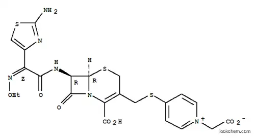 Molecular Structure of 106061-25-0 ([4-({[(6S,7S)-7-{[(2E)-2-(2-amino-1,3-thiazol-4-yl)-2-(ethoxyimino)acetyl]amino}-2-carboxy-8-oxo-5-thia-1-azabicyclo[4.2.0]oct-2-en-3-yl]methyl}sulfanyl)pyridinium-1-yl]acetate)