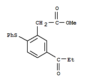 Benzeneacetic acid,5-(1-oxopropyl)-2-(phenylthio)-, Methyl ester