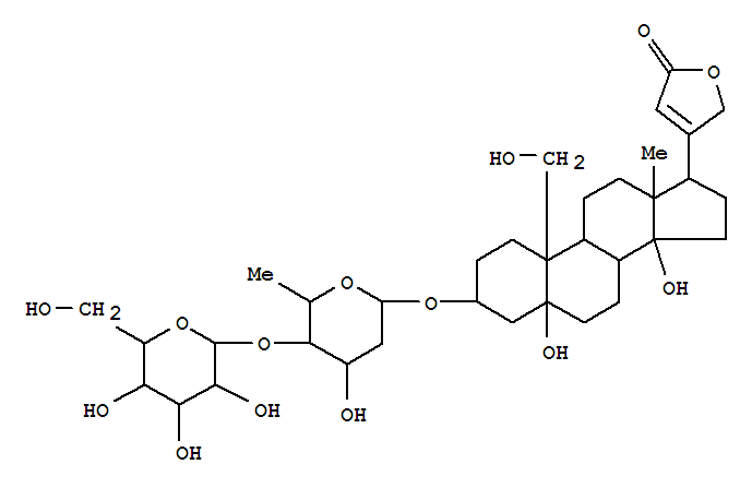 Card-20(22)-enolide,3-[(2,6-dideoxy-4-O-b-D-glucopyranosyl-b-D-ribo-hexopyranosyl)oxy]-5,14,19-trihydroxy-, (3b,5b)- (9CI)