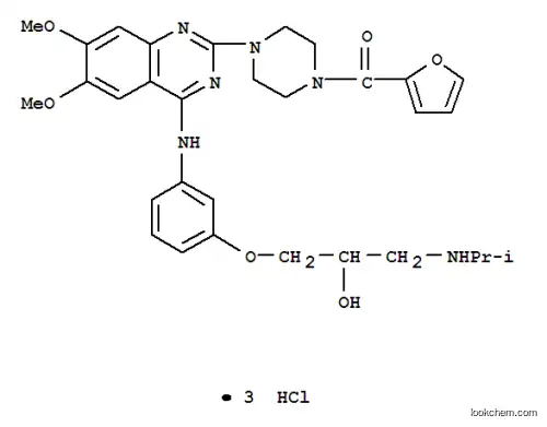 Molecular Structure of 111218-84-9 (2-furyl-[4-[4-[[3-[2-hydroxy-3-(propan-2-ylamino)propoxy]phenyl]amino] -6,7-dimethoxy-quinazolin-2-yl]piperazin-1-yl]methanone trihydrochlori de)