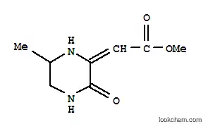 Molecular Structure of 112083-52-0 (Acetic acid, (6-methyl-3-oxopiperazinylidene)-, methyl ester (9CI))
