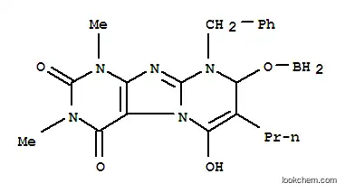 Molecular Structure of 114906-82-0 (Borinic  acid,  1,2,3,4,8,9-hexahydro-6-hydroxy-1,3-dimethyl-2,4-dioxo-9-(phenylmethyl)-7-propylpyrimido[2,1-f]purin-8-yl  ester)