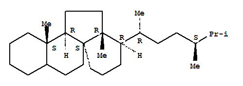 Molecular Structure of 117527-85-2 (Indeno[1,7a-a]naphthalene,hexadecahydro-4a,6a-dimethyl-7-[(1R,4S)-1,4,5-trimethylhexyl]-,(4aS,4bR,6aR,7R,10aS)- (9CI))