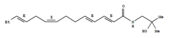 Molecular Structure of 117568-41-9 (2,4,8,11-Tetradecatetraenamide,N-(2-hydroxy-2-methylpropyl)-, (2E,4E,8Z,11E)-)
