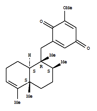 Molecular Structure of 117686-16-5 (2,5-Cyclohexadiene-1,4-dione,2-methoxy-6-[[(1R,2S,4aS,8aS)-1,2,3,4,4a,7,8,8a-octahydro-1,2,4a,5-tetramethyl-1-naphthalenyl]methyl]-)