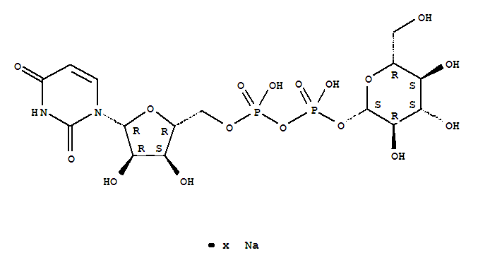 Uridine 5'-(trihydrogendiphosphate), P'-b-D-glucopyranosylester, sodium salt (9CI)
