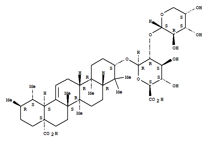 Molecular Structure of 117804-08-7 (b-D-Glucopyranosiduronic acid, (3b)-17-carboxy-28-norurs-12-en-3-yl2-O-a-L-arabinopyranosyl-)