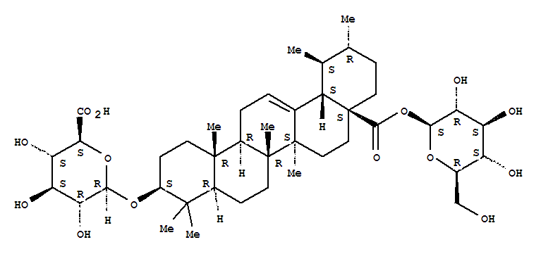 Molecular Structure of 117804-09-8 (b-D-Glucopyranosiduronic acid, (3b)-28-(b-D-glucopyranosyloxy)-28-oxours-12-en-3-yl)