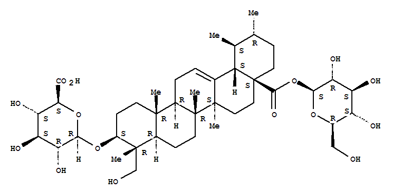 Molecular Structure of 117804-11-2 (b-D-Glucopyranosiduronic acid, (3b,4a)-28-(b-D-glucopyranosyloxy)-23-hydroxy-28-oxours-12-en-3-yl)