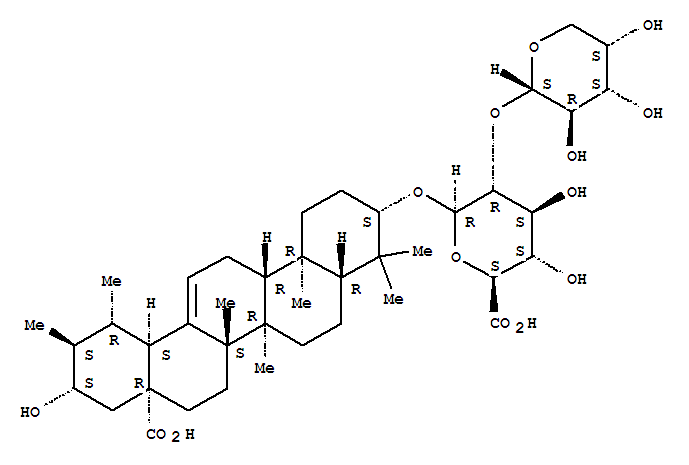 Molecular Structure of 117804-12-3 (b-D-Glucopyranosiduronic acid, (3b,21b)-17-carboxy-21-hydroxy-28-norurs-12-en-3-yl 2-O-a-L-arabinopyranosyl- (9CI))