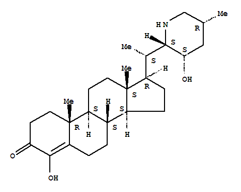 Molecular Structure of 118655-44-0 (Pregn-4-en-3-one,4-hydroxy-20-[(2S,3S,5R)-3-hydroxy-5-methyl-2-piperidinyl]-, (20S)- (9CI))