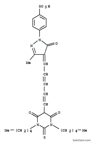 Molecular Structure of 118702-43-5 (Benzenesulfonic acid,4-[4-[5-(hexahydro-4,6-dioxo-1,3-dipentyl-2-thioxo-5-pyrimidinyl)-2,4-pentadien-1-ylidene]-4,5-dihydro-3-methyl-5-oxo-1H-pyrazol-1-yl]-)