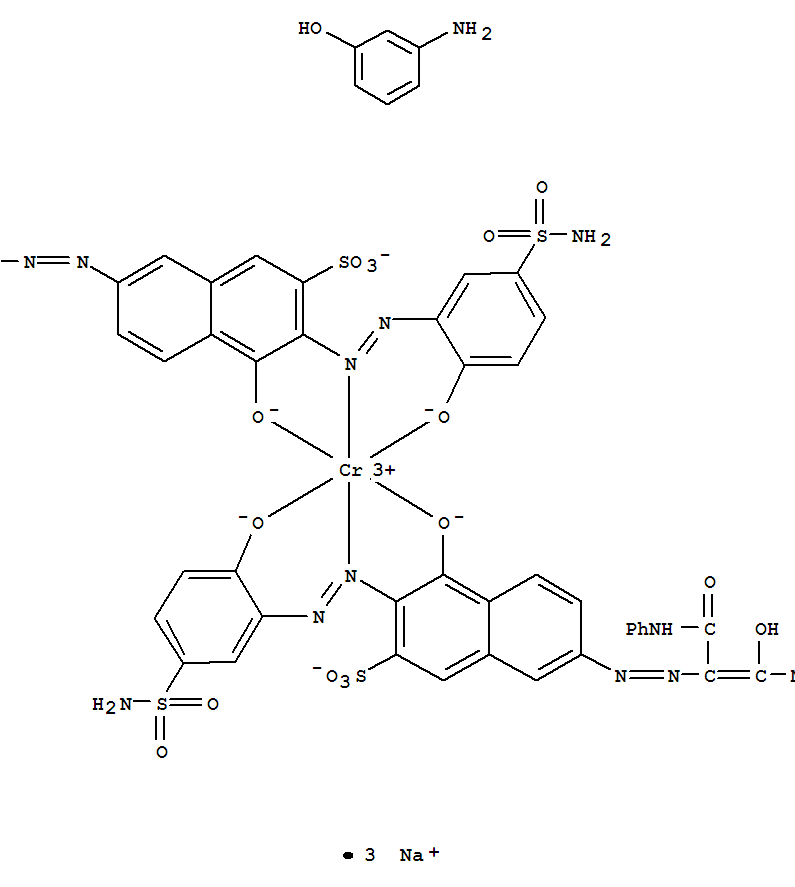 Chromate(3-), 7-(aminohydroxyphenyl)azo-3-5-(aminosulfonyl)-2-(hydroxy-.kappa.O)phenylazo-.kappa.N1-4-(hydroxy-.kappa.O)-2-naphthalenesulfonato(3-)3-5-(aminosulfonyl)-2-(hydroxy-.kappa.O)phenylazo-.ka