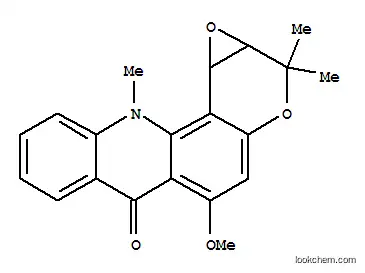 Molecular Structure of 118964-07-1 (6H-Oxireno[4,5]pyrano[2,3-c]acridin-6-one,1a,2,11,11c-tetrahydro-5-methoxy-2,2,11-trimethyl-, (+)-)