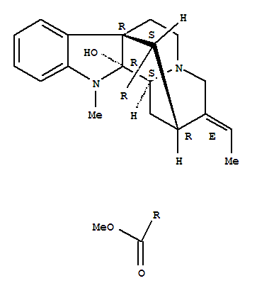 Molecular Structure of 119328-84-6 (2H-2,7a-Methanoindolo[2,3-a]quinolizine-13-carboxylicacid, 3-ethylidene-1,3,4,6,7,12,12a,12b-octahydro-12a-hydroxy-12-methyl-,methyl ester, (2R,3E,7aR,12aR,12bS,13S)-)