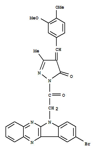 2,4-DIHYDRO-2-((9-BROMO-6H-INDOLO[2,3-B]QUINOXALIN-6-YL)ACETYL)-4-((3,4-DIMETHOXYPHENYL) METHYLENE)-5-METHYL-3H-PYRAZOL-3-ONE
