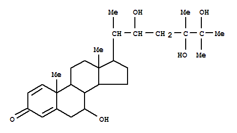 Molecular Structure of 119513-57-4 (Ergosta-1,4-dien-3-one,7,22,24,25-tetrahydroxy-, (7a,22R,24x)-(9CI))