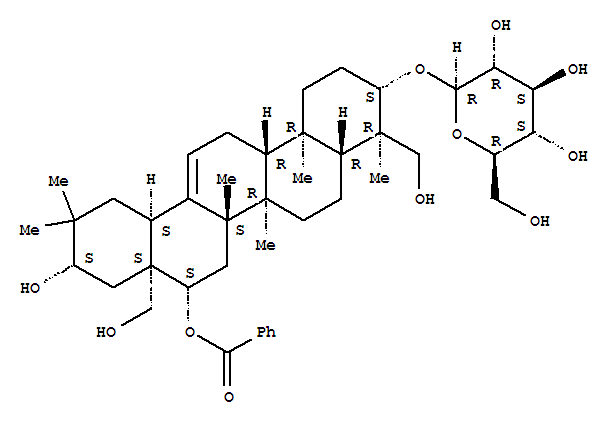 Molecular Structure of 119513-72-3 (b-D-Glucopyranoside, (3b,4a,16b,21b)-16-(benzoyloxy)-21,23,28-trihydroxyolean-12-en-3-yl(9CI))
