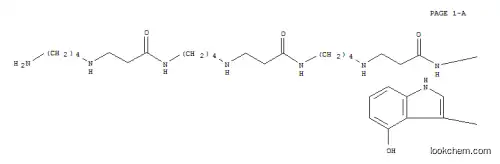 Molecular Structure of 119613-50-2 (L-Aspartamide,N2-[(4-hydroxy-1H-indol-3-yl)acetyl]-L-ornithyl-N1-(32-amino-7,16,25-trioxo-6,10,15,19,24,28-hexaazadotriacont-1-yl)-(9CI))