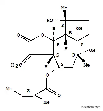 Molecular Structure of 119725-28-9 (2-Butenoic acid,2-methyl-,(3aR,4R,6S,6aR,9S,9aS,9bS)-2,3,3a,4,5,6,6a,9,9a,9b-decahydro-6,6a,9-trihydroxy-6,9-dimethyl-3-methylene-2-oxoazuleno[4,5-b]furan-4-ylester, (2Z)-rel-(+)-)
