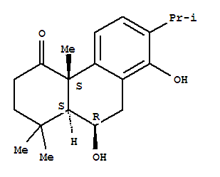 Molecular Structure of 119767-15-6 (4(1H)-Phenanthrenone,2,3,4a,9,10,10a-hexahydro-8,10-dihydroxy-1,1,4a-trimethyl-7-(1-methylethyl)-,(4aS,10R,10aS)-)