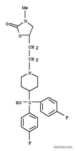 Molecular Structure of 119810-68-3 (5-(2-{4-[bis(4-fluorophenyl)(hydroxy)methyl]piperidin-1-yl}ethyl)-3-methyl-1,3-oxazolidin-2-one)