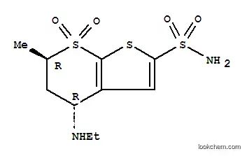 Molecular Structure of 120279-89-2 (4H-Thieno[2,3-b]thiopyran-2-sulfonamide, 4-(ethylamino)-5,6-dihydro-6-methyl-, 7,7-dioxide, trans-)