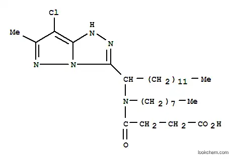 Molecular Structure of 120551-91-9 (4-{[(1R)-1-(7-chloro-6-methyl-5H-pyrazolo[5,1-c][1,2,4]triazol-3-yl)tridecyl](octyl)amino}-4-oxobutanoic acid)