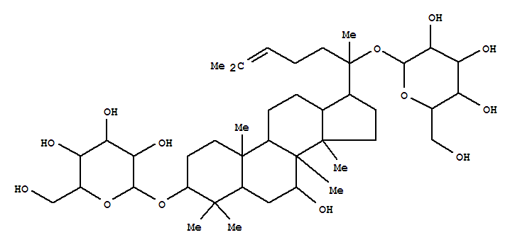 Molecular Structure of 120727-76-6 (b-D-Glucopyranoside, (3b,7b)-7-hydroxydammar-24-ene-3,20-diyl bis- (9CI))