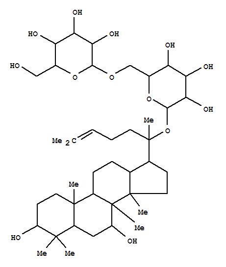 Molecular Structure of 120727-77-7 (b-D-Glucopyranoside, (3b,7b)-3,7-dihydroxydammar-24-en-20-yl 6-O-b-D-glucopyranosyl- (9CI))