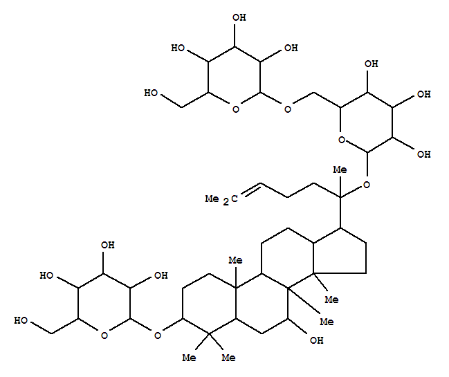 Molecular Structure of 120727-79-9 (b-D-Glucopyranoside, (3b,7b)-3-(b-D-glucopyranosyloxy)-7-hydroxydammar-24-en-20-yl 6-O-b-D-glucopyranosyl- (9CI))