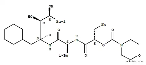 Molecular Structure of 120729-15-9 ((2S)-1-[(1-{[(3R,4S)-1-cyclohexyl-3,4-dihydroxy-6-methylheptan-2-yl]amino}-4-methyl-1-oxopentan-2-yl)amino]-1-oxo-3-phenylpropan-2-yl morpholine-4-carboxylate)