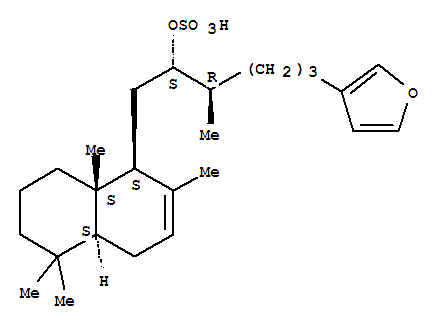 Molecular Structure of 120927-17-5 (3-Furanpentanol, b-methyl-a-[[(1S,4aS,8aS)-1,4,4a,5,6,7,8,8a-octahydro-2,5,5,8a-tetramethyl-1-naphthalenyl]methyl]-,3-(hydrogen sulfate), (aS,bR)-)