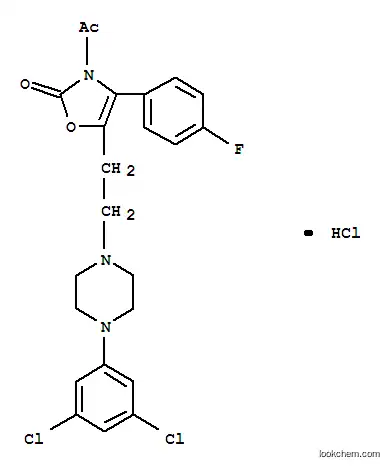 Molecular Structure of 120944-33-4 (3-acetyl-5-{2-[4-(3,5-dichlorophenyl)piperazin-1-yl]ethyl}-4-(4-fluorophenyl)-1,3-oxazol-2(3H)-one hydrochloride)