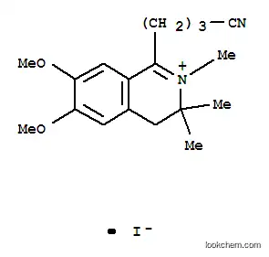 Molecular Structure of 121064-28-6 (1-(3-cyanopropyl)-6,7-dimethoxy-2,3,3-trimethyl-3,4-dihydroisoquinolinium iodide)